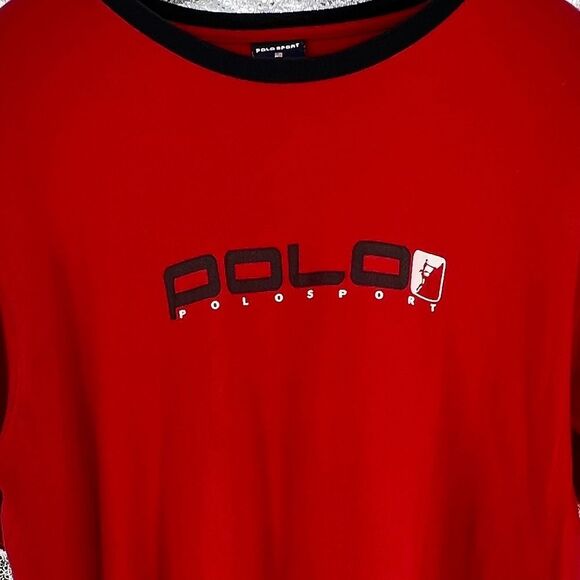 Vintage Y2K Hip Hop Oversized Red Polo Thick Cotton Polo sport T-Shirt Size XXL - Picture 3 of 6